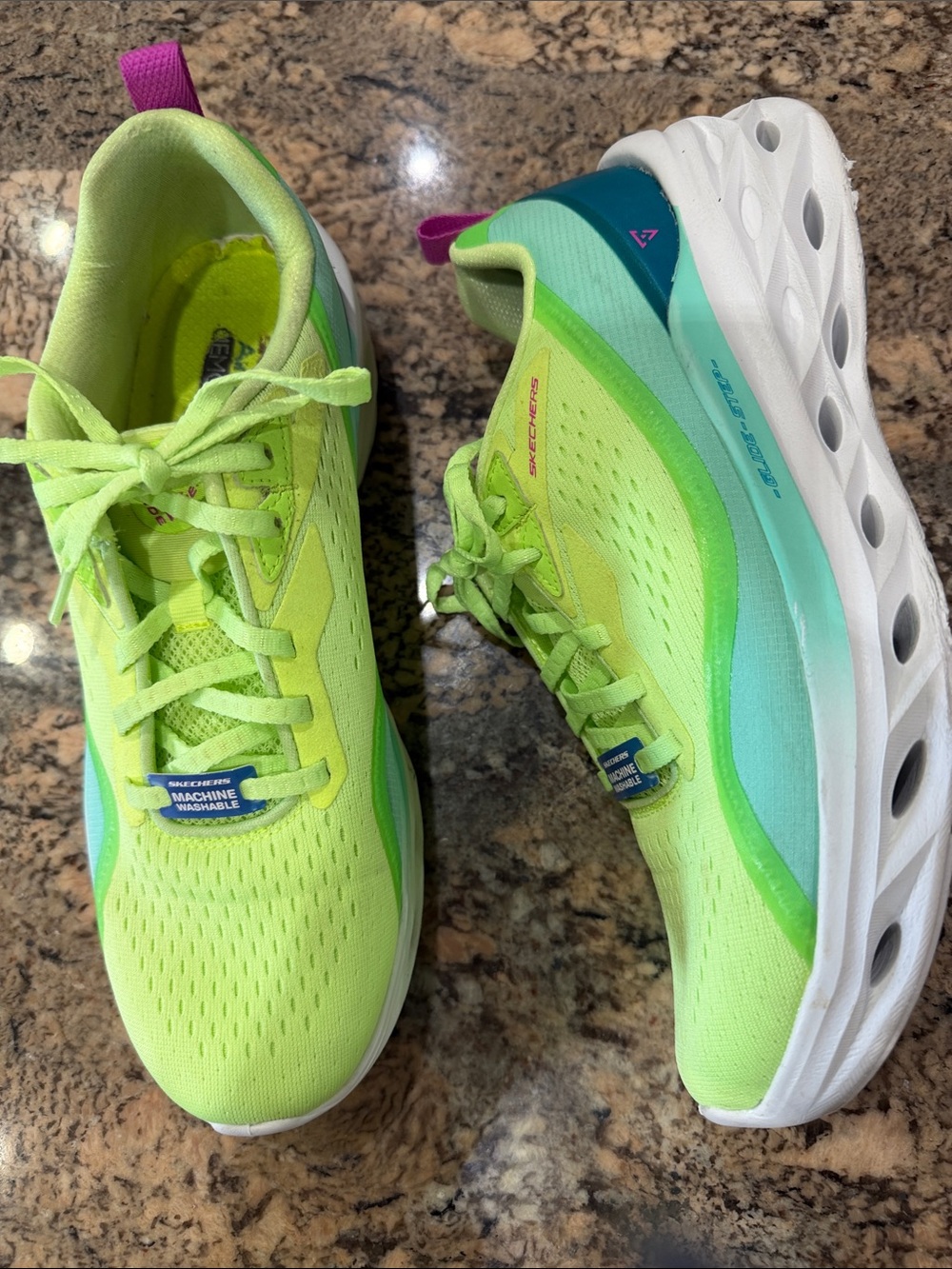 Skechers Neon Lime and Teal Athletic Walking Shoes